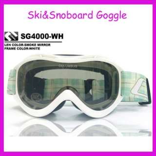 Smoke Mirror&White Frame Goggles Ski&Snowboard/Anti Fog  
