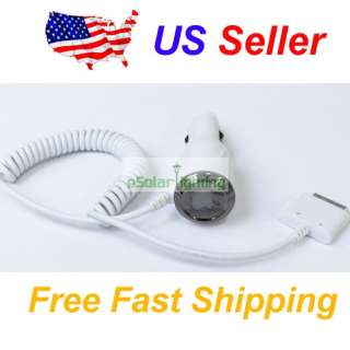White Car Power Charger for Apple iPhone 4G iPod  