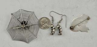 Sterling Silver Brooch/Pins Otter Earrings Spider MMA  
