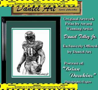 BRIAN DAWKINS LITHOGRAPH POSTER IN EAGLES JERSEY 1620C  