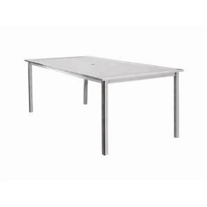   Rectangular Metal Patio Counter Table with Umbrella Hole Patio, Lawn