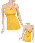 Bright Yellow Stretch Knit Top with Shirred Band and Ti