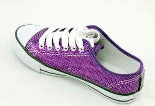 Sequined Fashion Sneakers Purple Bling Womens Shoes  