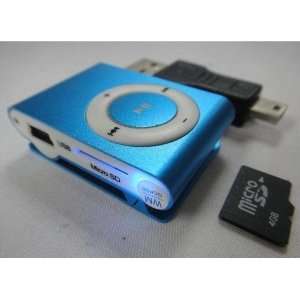  4GB Micro SD card included Metal Clip  Player Blue 