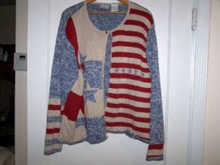 CUTE WOMENS STARS & STRIPES SWEATER   SIZE 3XL   BY BLAIR   PRE OWNED 