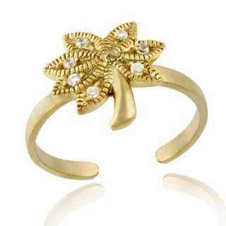 18k Gold/Silver Designer Inspired CZ Palm Tree Toe Ring  