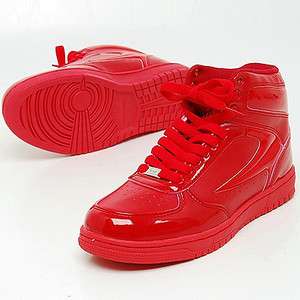Mens Red Shiny Sports High Top Sneakers Shoes US 7~10  