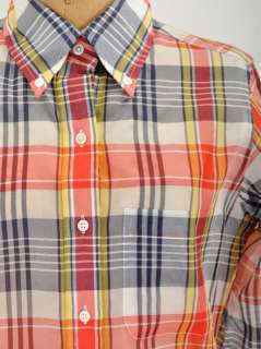 BROOKS BROTHERS Black Fleece BUTTON DOWN TOP SHIRT PLAID CLASSIC RED 