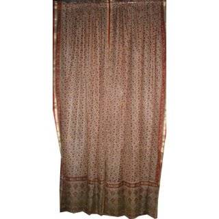   Printed Silk Saree India Curtain Panels Window Treatment 84 Length