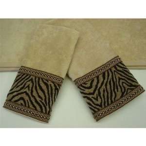    Zebra Wheat/Brown Gimp 3 Piece Decorative Towel Set