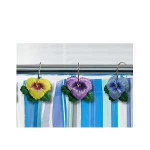  12 Piece Pansy Shower Curtain Hooks 