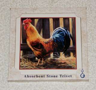 Country ROOSTER AbsorbaStone Absorbent Stone Trivet  