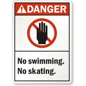  Danger No Swimming, Skating High Intensity Grade Sign, 18 