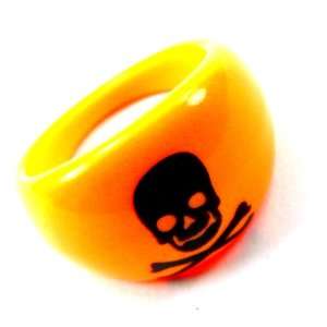  Orange Skull Ring, Acrylic Lucite Band, Size 9 LLC Price 