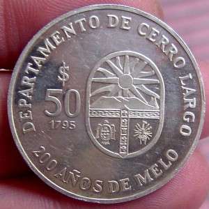 1996 URUGUAY 50 PESOS   BICENTENNIAL OF MELO   KM # 113   only 10,000 