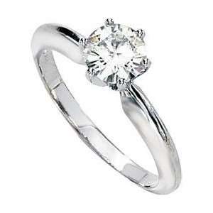   Gold Created Moissanite Solitaire Engagement Ring 