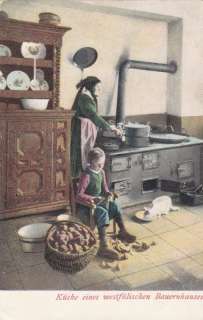 Kuche antique stove Bauernhauses Germany Postcard  