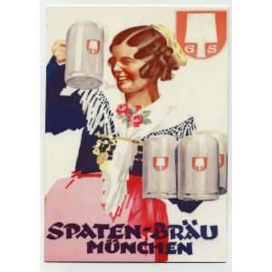 Spaten Beer metal counter display sign   Vintage Munich Germany