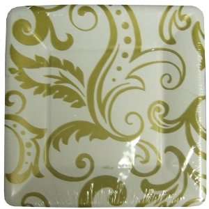    Filigree Gold Square 10 inch Paper Plates