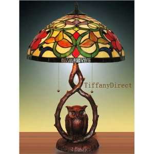  Tiffany Style Stained Glass Table Lamp Owl Base T1614 