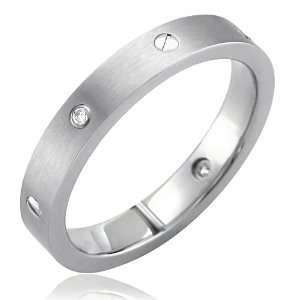  Stainless Steel Diamond Band Ring (H, SI, 0.04 carat) Band 