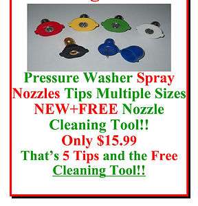 Pressure Washer Spray Nozzles Tips Multiple Sizes NEW+FREE Nozzle 