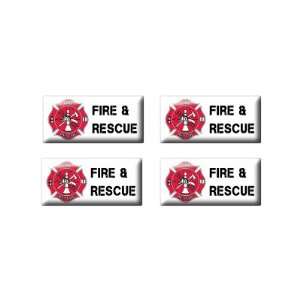  Fire and Rescue   Firemen EMT   3D Domed Set of 4 Stickers 