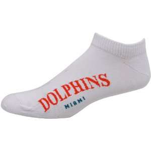   Dolphins White Arched Team Name Solid Ankle Socks