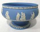 gorgeous wedgwood blue white jasperware pedestal footed center bowl 