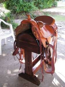 Wooden Saddle Stand / English or Western Saddle Cherry  