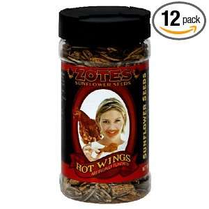 Zotes Hot Wings Sunflower Seeds (Pack of 12)  Grocery 