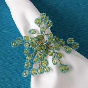 Bodrum Linens Blossom Turquoise Napkin Rings, Pack Of 4  