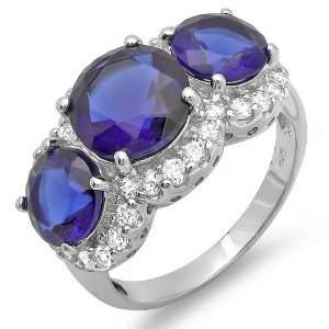   Blue Sapphire Cubic Zirconia CZ Classic Engagement ring 0.51 inch