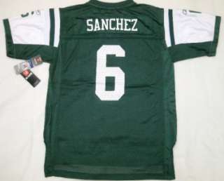 New York Jets Mark Sanchez Youth Reebok Jersey Green On Field NFL 