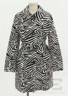 Michael Michael Kors Black & White Zebra Print Cotton Belted Jacket 