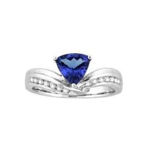   14k White Gold Trillion Tanzanite and Diamond Ring 1.52 CT TW Jewelry