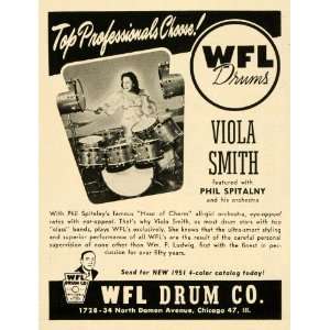 1951 Ad WFL Drums Viola Smith Phil Spitalny Orchestra 