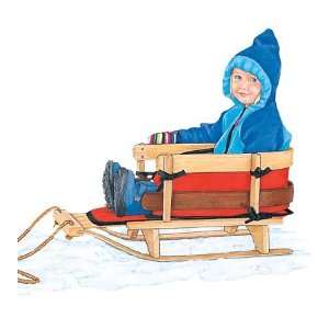  Classic Wooden Pull Sled with Four Sided Cushy Seat Pad 